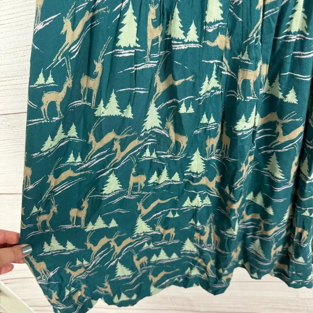 Teal Print Fit-and-Flare Dress - Brand Unknown - Picture 3 of 10